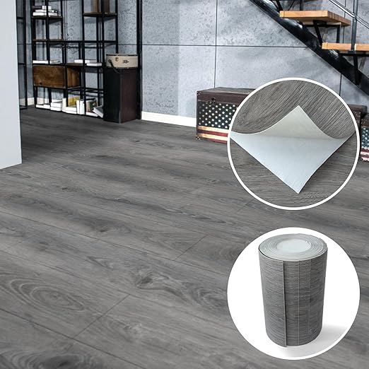 Art3d 60 Sq.ft Peel and Stick Floor Tiles, 40Pcs Luxury Vinyl Plank Flooring Wood Look, Adhesive and Waterproof Tile Sticker for Bedroom, Living Room, Kitchen, Gray