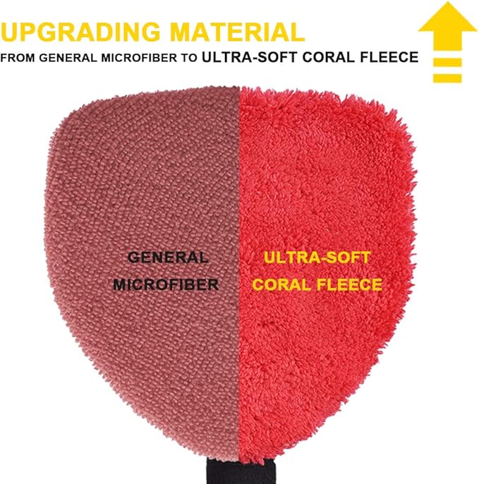 Car Windshield Cleaning Tool Bonnets - 6 Pack, 5” Windshield Cleaner Wand Cloths Replacement Pads Thickened Red Coral Fleece Car Window Glass Cleaner Bonnets