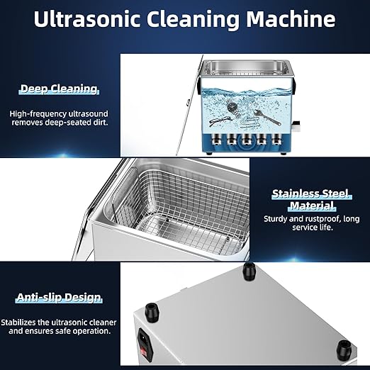 Ultrasonic Cleaner 16L 360W Digital Ultrasonic Cleaning Machine with Upgraded Degassing & Gentle Mode, 40kHz, with Heater & Timer for Tools, Jewelry, Watches, Glasses, Dentures, Small Parts