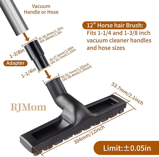 Universal Vacuum Floor Brush Attachments for Shark Vacuum Brush 12 inch - Vacuum Attachments and Brushes for Shark Rainbow Shop vac and Miele and Dyson Vacuum(12 Inch with Wheels,360°)