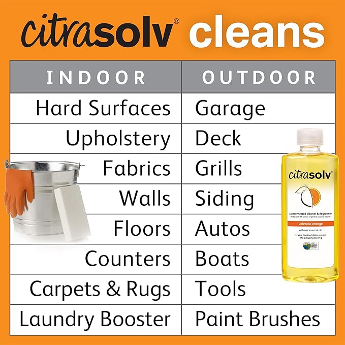Citra Solv Concentrated Household Cleaner & Degreaser -Valencia Orange Scent 8 fl oz Safe, Effective, and Versatile Cleaning Solution, Natural Ingredients Non Toxic,Biodegradable, Made in USA (2)