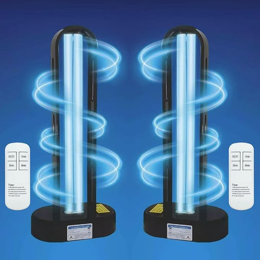 BAIMNOCM UV-C Lamp for Dust Mite 38 Watt 2 Pack, UVC Germicidal Lamp with Remote Control, UV Disinfection Light Bulb, Ultraviolet Light for Room Basement/Bedroom/Kitchen