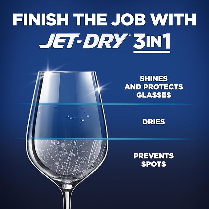 Finish Jet-Dry Dishwasher Rinse Aid, Compatible with Dishwasher Detergent, Prevents Spots & Residues, Dries, Shine & Protects, 16 oz, 155 Washes.