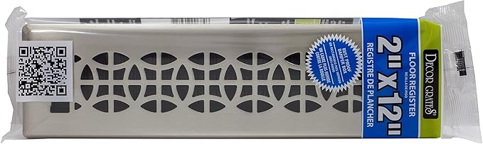 Decor Grates ECH212-NKL Eclipse Floor Register, 2x12 Inches, Brushed Nickel