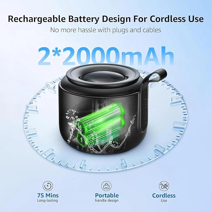 Ultrasonic Cleaner, 48kHz Rechargeable Cordless Jewelry Denture Cleaner Machine, 200ML Cleaning Pod for Jewelry, Rings, Glasses, Mouth Guard, Waterproof UV Cleaner with Digital Timer