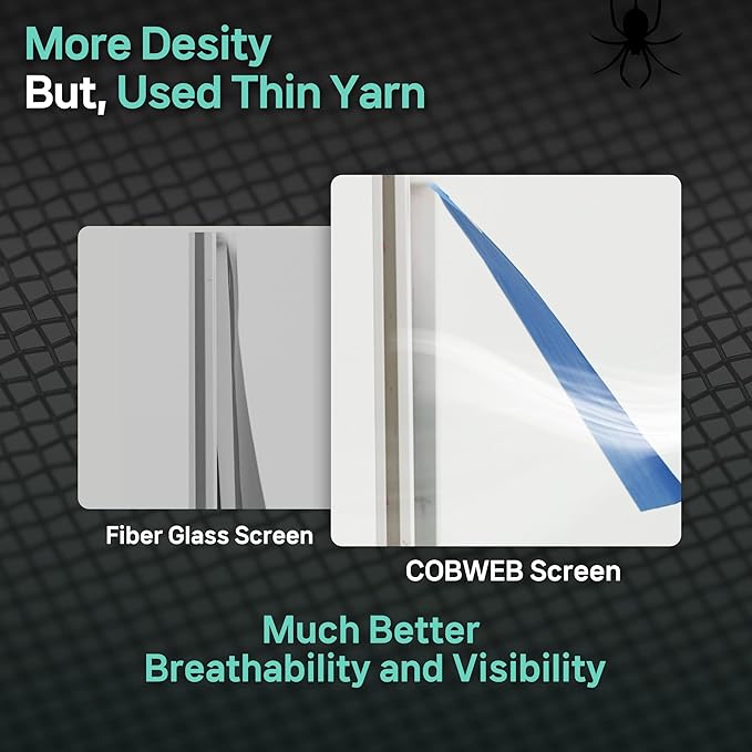Premium Window Screen DIY KIT 39" 51" Blocks Rain, Pet Scratch, Pollen, Fine Dust 99%, 30Mesh Durable New Material, DIY Tools Included (W39in X L99ft)