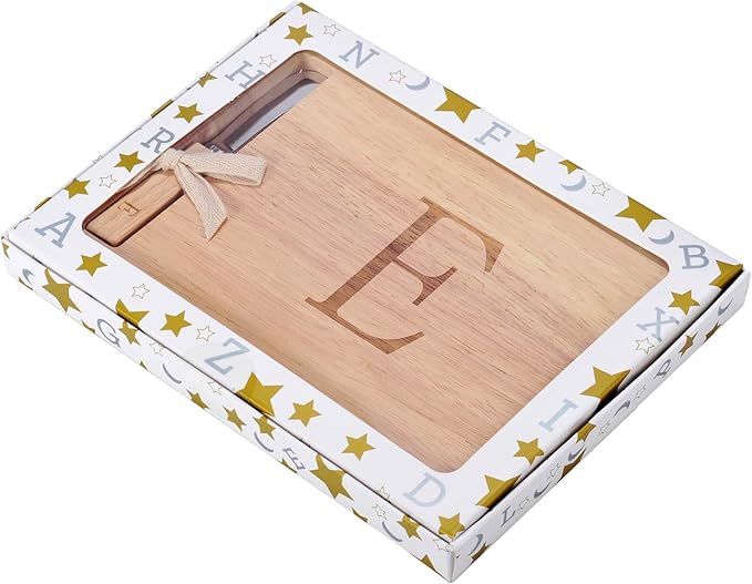 Miicol Wood Charcuterie Board, Monogram Cheese Board 10 Inch, Personalized Initial Cutting Board with Spreader, Unique Housewarming Gift, Ideal for Kitchen, Home, Letter E