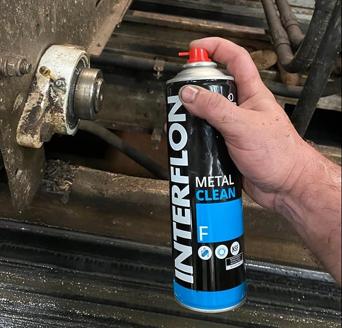 Interflon Metal Clean F - Industrial Metal Cleaner and Degreaser – NSF H1 Food Safe Cleaner – 500ml Aerosol Heavy Duty Degreaser Spray - Removes Oil and Grease From Surfaces- Use In Food Processing