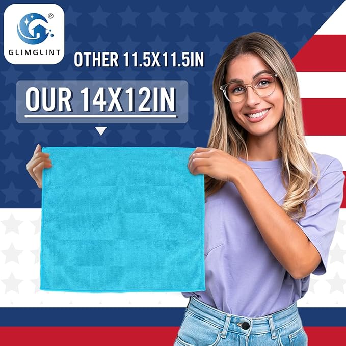 GLIMGLINT Microfiber Cleaning Cloth,150PK Reusable Cleaning Rags,Highly Absorbent Shop Rags Bulk,All-Purpose Car Cleaning Towels for TV Screen,Kitchen,Restaurant,Garage,14"X12", Multicolor
