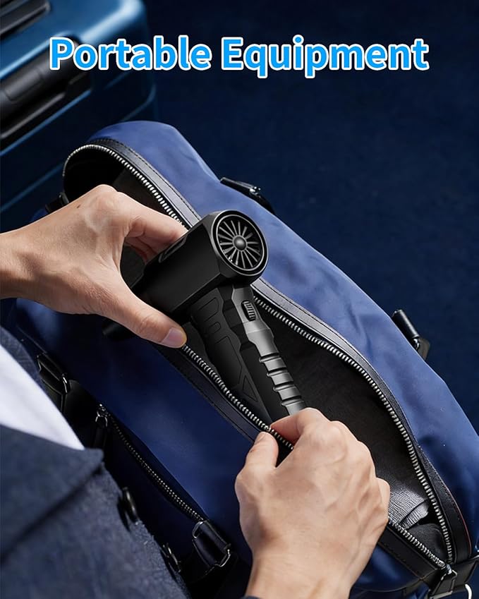 Electric Compressed Air Duster, Rechargeable Portable Air Duster for PC Computer, Cordless Handheld Air Blower with Speed Adjustable Knob, Mini Air Duster for Keyboard, Outdoor Cleaning