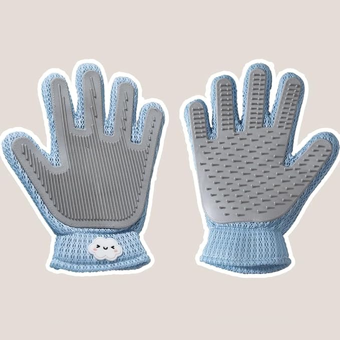 Pet Hair Remover Glove for Dogs & Cats | Upgraded Reusable 5-Finger | Gentle Deshedding Grooming Brush | Pet Hair Removal Tool for Furniture, Couch, Carpet, Car Seats | Sky Blue, 1 Count