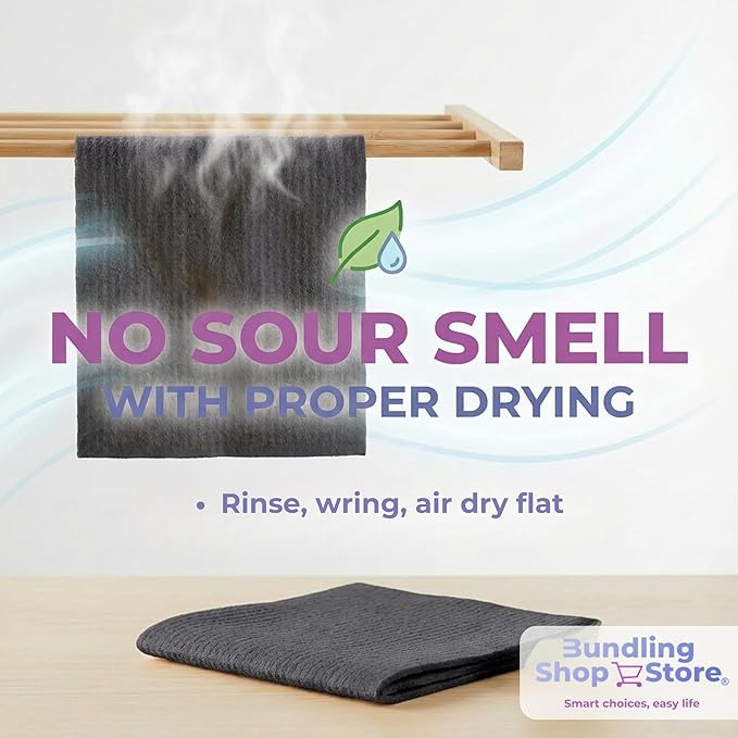 Swedish Dishcloths for Kitchen Dishes -100% Biodegradable & Compostable Reusable Super Absorbent Fiber Sponges with Wood Pulp Cotton - Cleaning Cloths - Dark Grey Pack 5