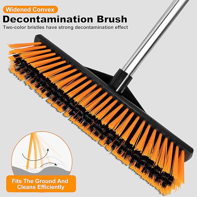18" Heavy Push Broom for Outdoor Floor Cleaning Heavy Duty Outdoor Broom with 54" Long Handle,Outdoor Broom for Deck,Driveway,Garage,Yard,Deck,Patio,Warehouse,Concrete