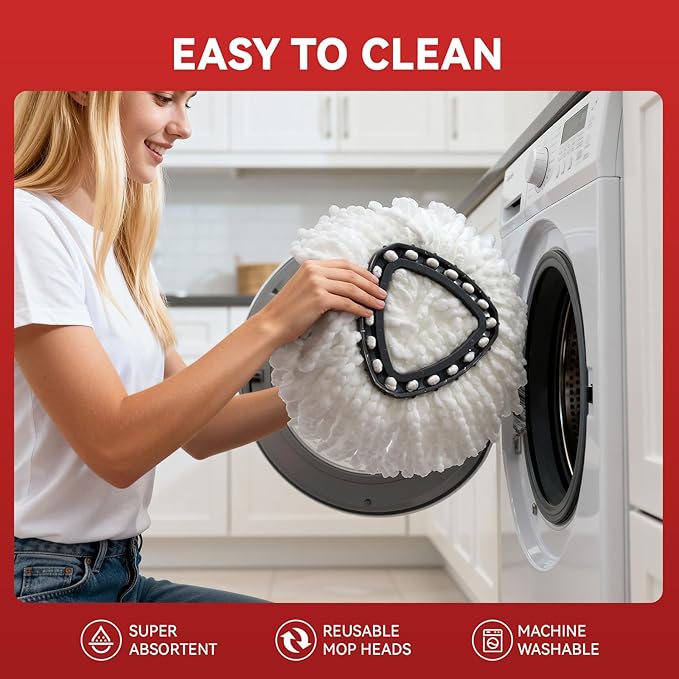 8 Pack Mop Replacement Heads with Base and Floor Scrub Brush, Compatible with Ocedar Systems, Microfiber Replace Heads, Snap-On Floor Cleaning Accessories