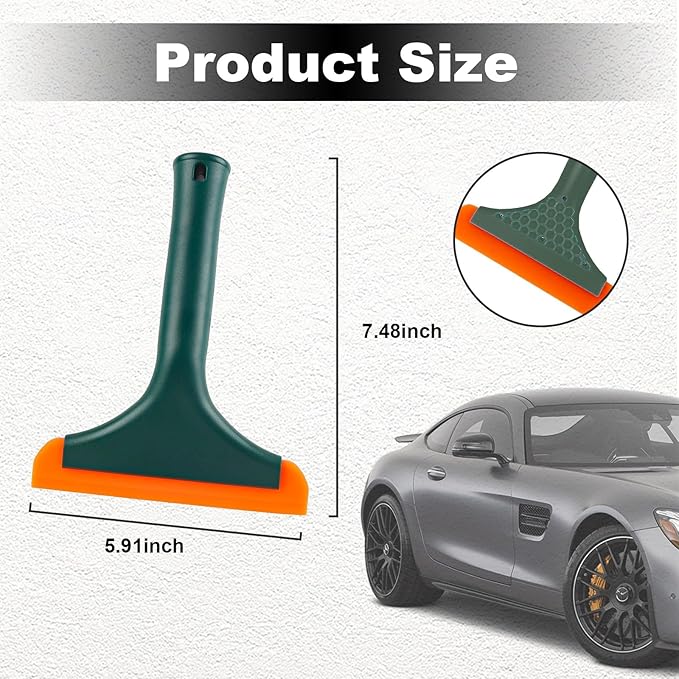 Ziciner Small Silicone Window Squeegee, Car Windshield Water Blade Squeegee, Multifunctional Auto Squeegee with 5.9 Inch Blade and Non-Slip Handle for Car Window, Home Cleaning (Dark Green-1PCS)