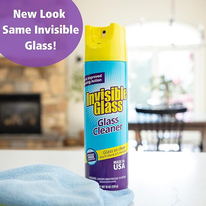 Invisible Glass 91160-4PK Premium Aerosol Glass and Window Foaming Cleaner Spray – Cleans Glass, Windows, Mirrors, Shower Doors, and More – Streak-Free, Ammonia-Free, Tint-Safe – 19 oz (Pack of 4)