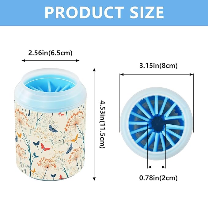 Dog Paw Cleaner Cups for Dogs Pets Foot Washer Paw Scrubber for Medium Small Cats Dogs Cleaning Cup Light Yellow Dandelion Animals