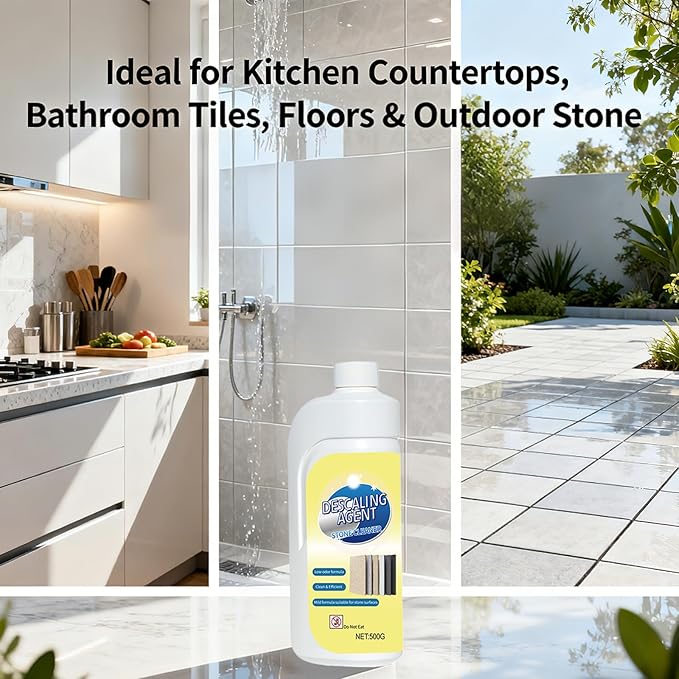 Stone Cleaner & Descaler – Removes Rust, Hard Water Scale, Dirt Buildup & Residue – Safe for Marble, Granite, Porcelain Tile & Concrete – Home, Garden, Office & Exterior Surface Cleaning-1PCS