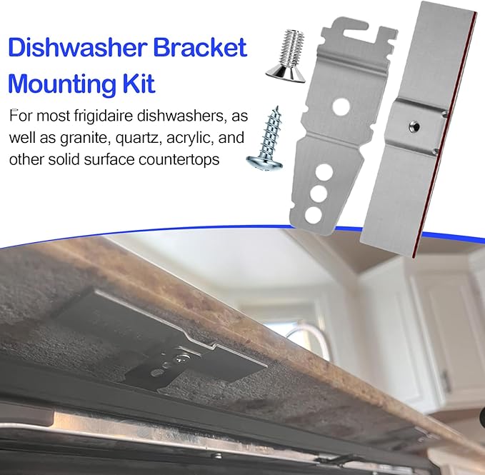 Granite Counter Mounting Bracket 2 Pack and 8269145 Undercounter Dishwasher Bracket 2 Pack Compatible With Most Brand Dishwashers WP8269145, AP6012289, PS11745496 (Comes With Screws)