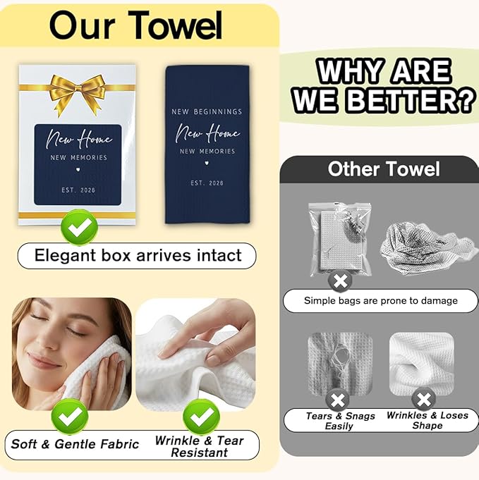 New Home Gift Kitchen Towels with Saying, Funny Decorative Hand Towel, Housewarming Gift Ideas for New Homeowners, Cute Funny Hand Towels Bathroom Kitchen 16x24 Inch Blue-b02