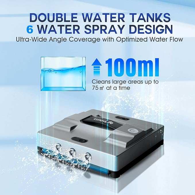 2026 New Window Cleaning Robot -Ultimate 6-Nozzle Precision Spray, 5600Pa Suction, Edge Detection & UPS Safety, automatic window cleaner,Perfect for Frameless/Frosted Glass High-Rise Windows
