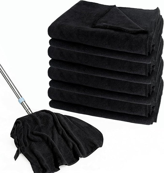 4 Pcs Extra Large Microfiber Cleaning Cloth 30 x 20 Inch Reusable Thick Cleaning Towel Washable Solid Color Microfiber Towel for Home Office Window Cars Glass (Black)