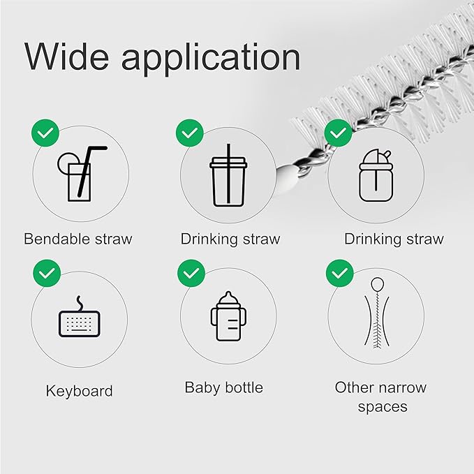 12 Inch Extra Long Straw Cleaning Brush Set - 10 Pack Pipe Cleaners for Baby Bottles, Water Bottles, Tumblers & Reusable Straws - Dishwasher Safe