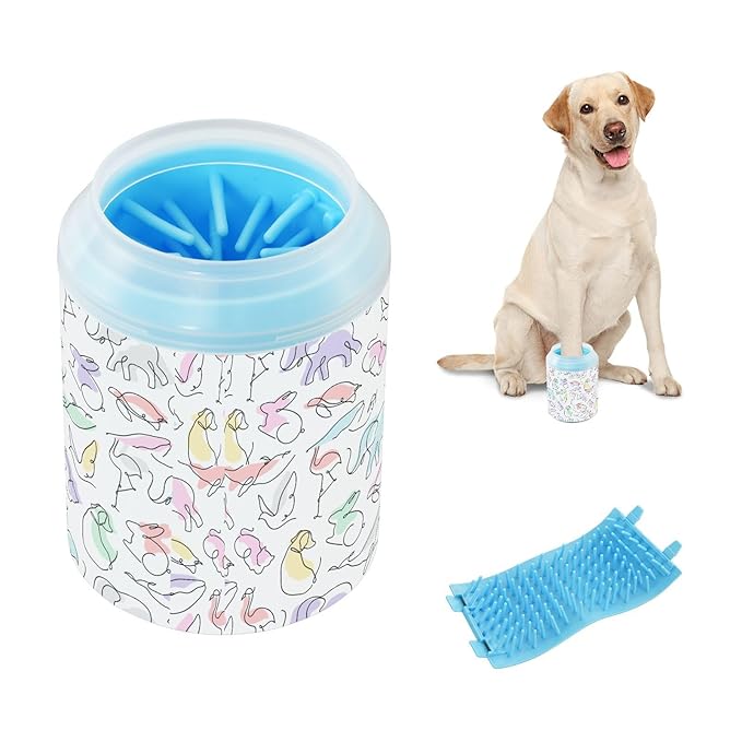 Dog Paw Cleaner Cups for Dogs Pets Foot Washer Paw Scrubber for Medium Small Cats Dogs Cleaning Cup Animal Sketches