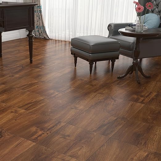 Yenhome 12"x12" Peel and Stick Floor Tile Waterproof Bathroom Kitchen Peel and Stick Flooring Self Adhesive Vinyl Floor Tiles Renter Friendly Temporary Flooring for Renters Brown (35 Plank, 35sq.Ft)