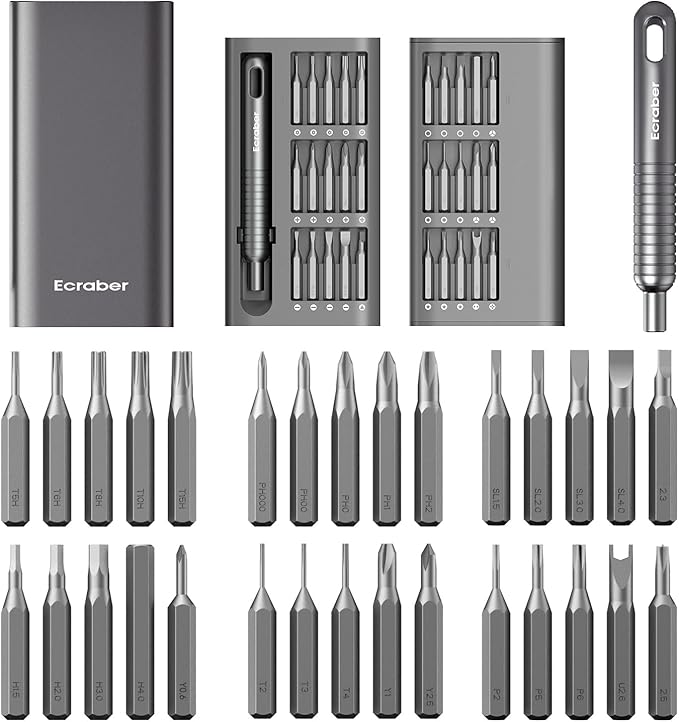 31-in-1 Mini Precision Screwdriver Sets, Portable Magnetic Mini Repair Tool Kit for Phone, Computer, Watch, Laptop, Macbook, Ring Doorbell, Eyeglass, Electronic, Aluminium Alloy Screw Driver