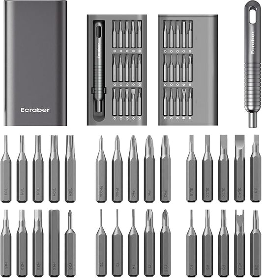 31-in-1 Mini Precision Screwdriver Sets, Portable Magnetic Mini Repair Tool Kit for Phone, Computer, Watch, Laptop, Macbook, Ring Doorbell, Eyeglass, Electronic, Aluminium Alloy Screw Driver