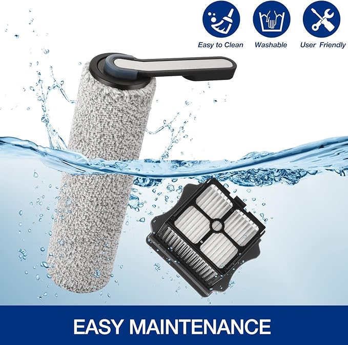 S5 Roller Brush and HEPA Vacuum Filter Replacement for Tineco Floor ONE S5, S5 Pro, S5 Pro 2, S5 Blue Smart Cordless Wet Dry Vacuum Cleaner Replacement Parts Include 2 HEPA Filters, 2 Brush Rollers