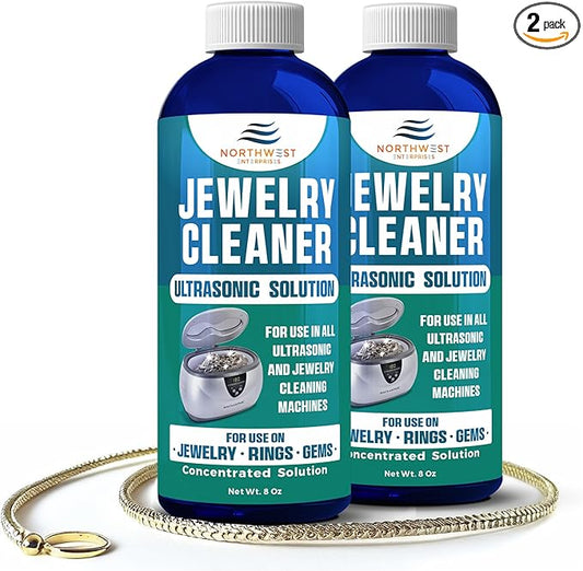 NORTHWEST ENTERPRISES Ultrasonic Cleaner Solution for Jewelry Cleaning. Concentrated Jewelry Cleaner for Gold, Platinum Diamonds and Non-Porous Precious and Semi-Precious Jewelry (Pack of 2)