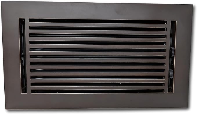 Madelyn Carter 6 x 12 Cast Aluminum Linear Vent Cover with Damper - Oxidized Bronze (Overall: 7.25 x 13.5) | Floor Register - Wall Register