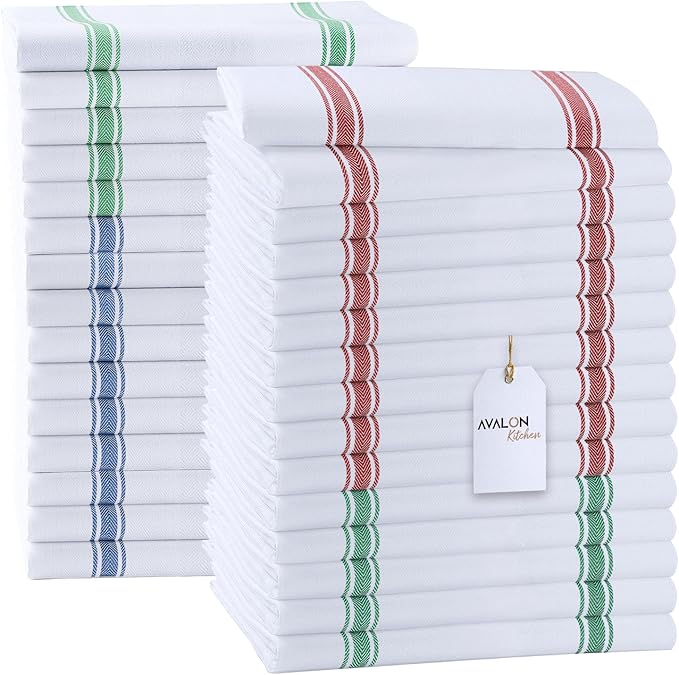 Dish Towels Set (Value Pack of 30) Size 15x25 Inch, 100% Cotton Soft & Absorbent Kitchen Towels, Tea Towels, Reusable Cleaning Cloths for Household Cleaning (Multi)