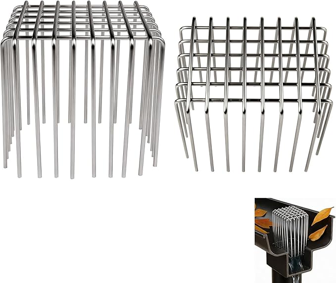 Gutter Guard 304 Stainless Steel for Downspout & Roof Drain- 2 Pack, Adjustable Height (4.7") with Flexible Opening Fits 3" x 4" Pipe, Downspout Filter, for Anti-Clogging Leaf Filter&Animal/Bird Guard