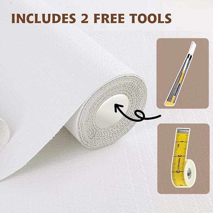 Shelf Liners for Kitchen Cabinets Non Adhesive Drawer Liner 17in x 20FT Pure White Thickened Shelf Liner Strong Non-Slip Easy to Clean for Tool Box Refrigerator with Knife and Tape Measure