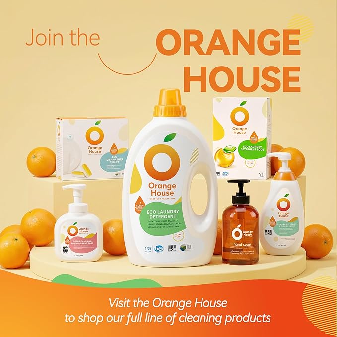 Orange House Natural Liquid Hand Soap with Food-Grade Orange Oil, Cruelty-free, Soft and Moisturizing, 12 Fl Oz