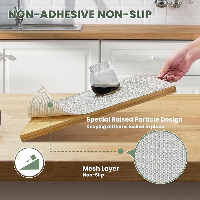 Drawer Liner and Shelf Liner for Kitchen Cabinet Liner Non-Adhesive Non-Slip Shelf Paper, Thick Strong Grip Waterproof Easy to Clean for Shelves, Cupboard, Desks, Baroque Pattern, 17.5 in x 20 FT