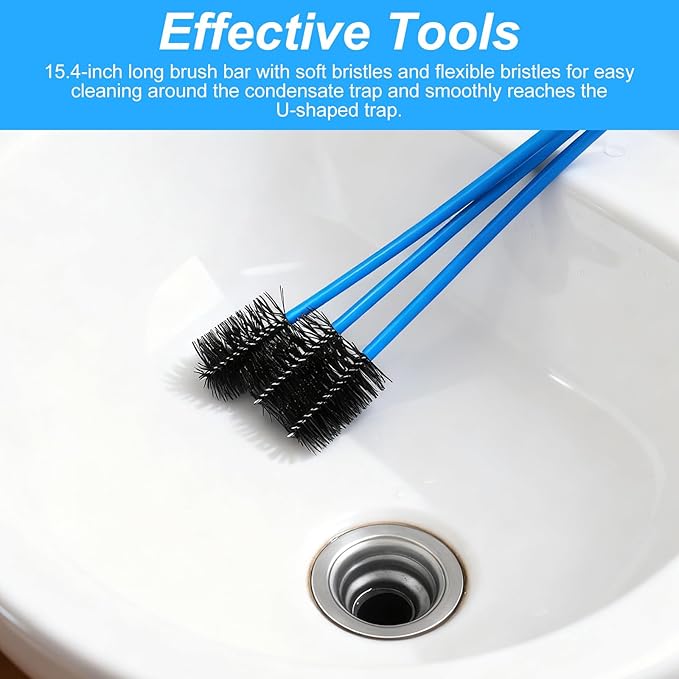 3 Pack AC Drain Line Cleaner, Drain Brush Sunroof Draining Cleaning Tool Condensate Trap Brushes Line Cleaner for Air Conditioner Drains Flexible Systems Pump Long Pipe Unclog for Sink