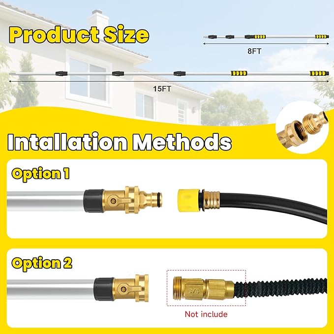 Gutter Cleaning Tools, 16ft Gutter Cleaner Tools From the Ground with Hose Attachment, Rain Gutters Cleaning Wand with Heavy-Duty Head for 2nd Story House