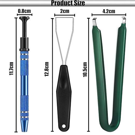 Minatee 9 Pieces Keyboard Lube Switch Puller Kit Ic Extractor Key Cap Puller Elbow Tweezers Pointed Tweezers Flat Head Grease Brush Fine Head Grease Brush Compatible with Switch