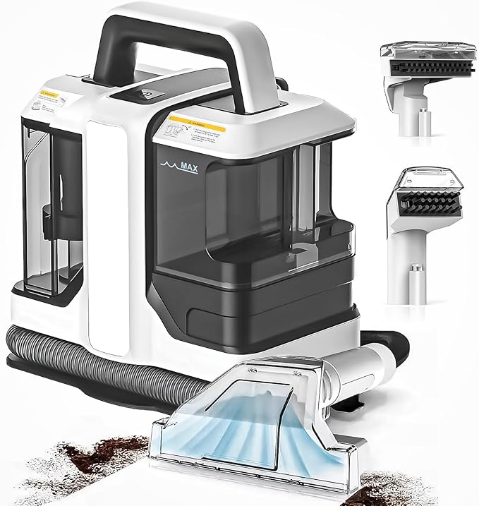 Mini Portable Carpet Cleaner Machine with Dual Size Brushhead, Multi-Purpose and Upholstery Cleaner, Handheld Deep Carpet Cleaning Machine, Spot Cleaner for Couch, Rugs, Car Seats and Pet Stains
