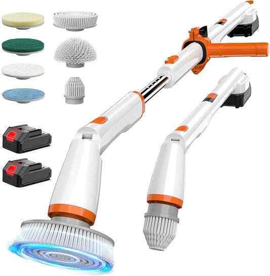 Cordless Electric Spin Scrubber with Smart Display, 1500RPM Powerful Cleaning, 4000mAh Rechargeable Battery, 7 Replaceable Brushes – Ideal for Bathtub, Tile, Floor & Shower