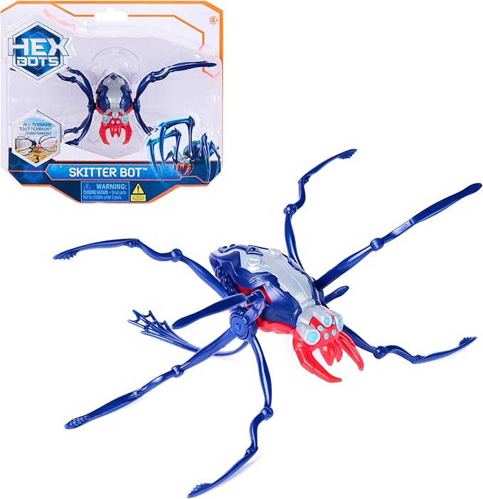 HEX Bots Skitter Bot Spider, Robotic Kids Toys with Insect-Like Movement for Indoor/Outdoor Play, Robot Toys for Boys & Girls Ages 4 & Up, Red