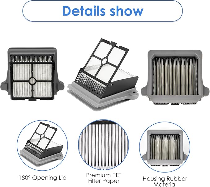 (4 Pieces) Floor ONE S7 Pro HEPA Filters Compatible With Tineco Floor ONE S6/ iFloor 5 Breeze Complete Wet Dry Vacuum Cleaner, Replacement Parts (Note: Not compatible with Floor ONE Stretch S6)