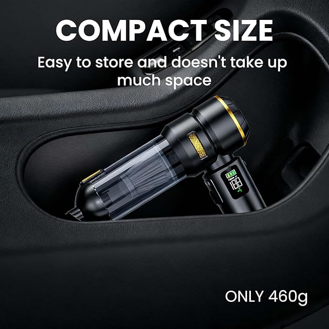 Portable Cordless Car Vacuum Cleaner,Mini Handheld Vacuum Cordless for Car,With Battery Level and Gear Display,High Power Suction of 17000PA,Large Battery Capacity and Supports Fast Charging