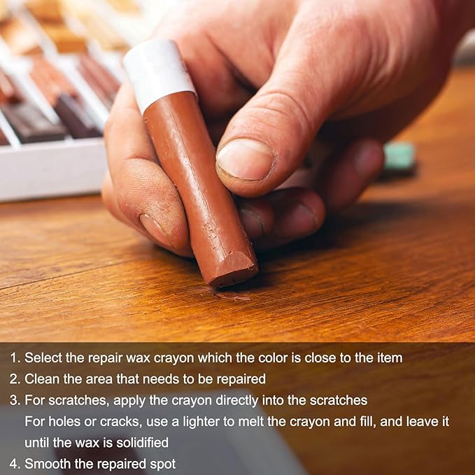 uxcell Furniture Repair Crayons, 3Pcs - Wood Wax Filler Stick, Furniture Markers Touch Up - for Scratches Holes Tables Desks Wooden Floors Cover Ups, Light Reddish Brown