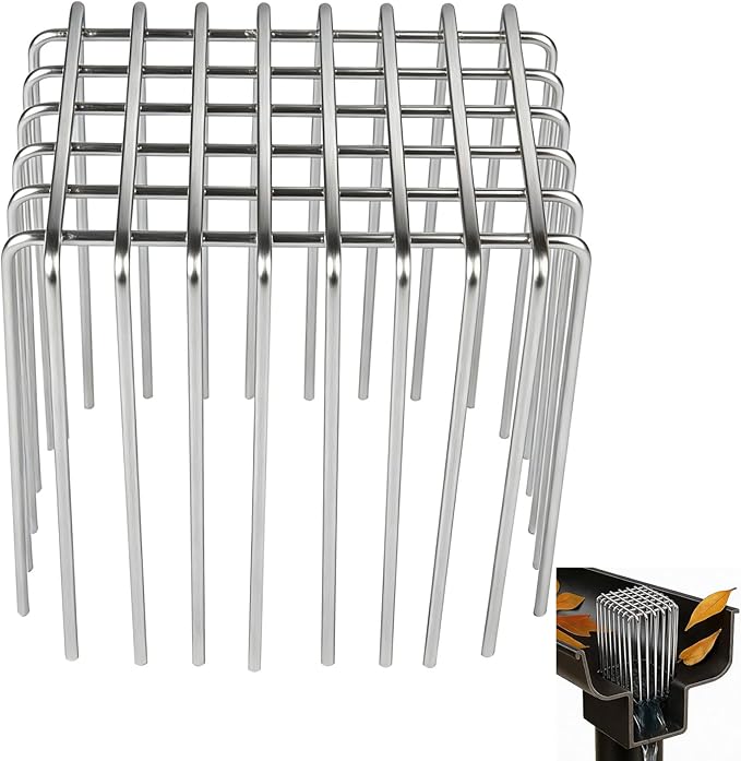 Gutter Guard 304 Stainless Steel Adjustable Downspout Filter - 4.7" L ×3.5" W ×4.7" H, Gutter Downspout Extensions Fits 3" x 4" Pipe, Flexible Opening for Leaves Debris & Outlet Filter Protection