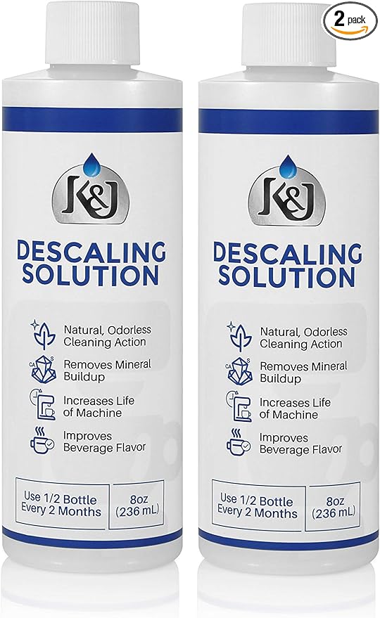 K&J Pemium Descaling Solution (4 uses) - Made in USA - Descaler for Keurig, Breville, Nespresso, Delonghi, Cuisinart, and all Coffee and Espresso Machines